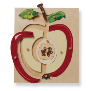 Apple puzzle with some pieces out.