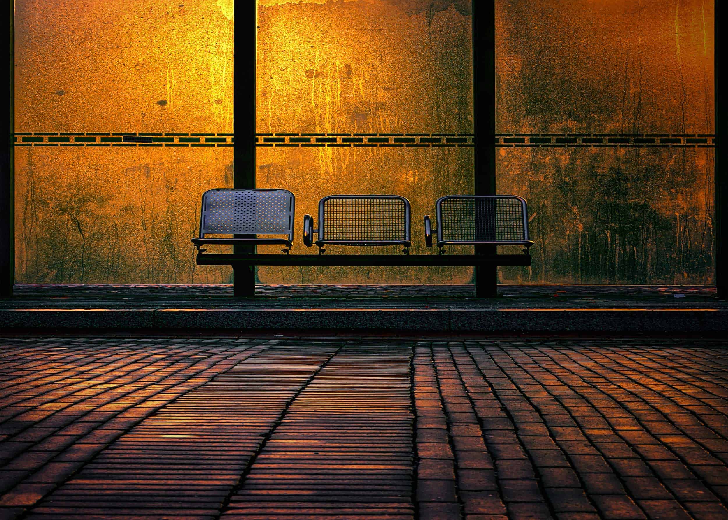 Empty bus stop.