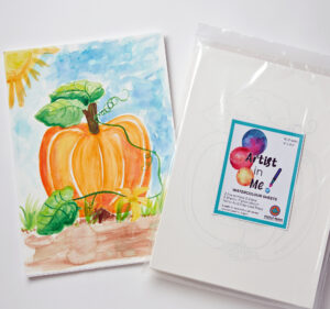 Pumpkin watercolour paper package and samples.