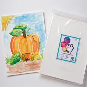 Pumpkin watercolour paper package and samples.