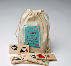 Bird dominoes bag and pieces.