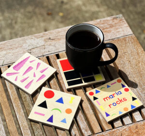 Maria Rocks Montessori wooden coasters.