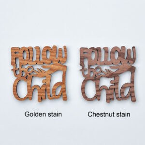 Examples of wood stain options on two different coasters.