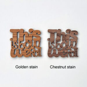 Examples of wood stain options on two different coasters.