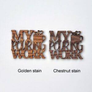 Examples of wood stain options on two different coasters.